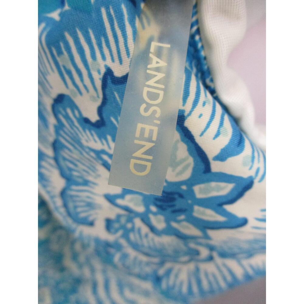 Lands End Blue Floral Boho Ruffle Swimwear Top Womens Size 4 - Picture 6 of 9